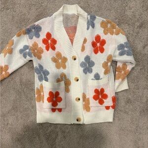 Floral Knit Cardigan with Pockets
